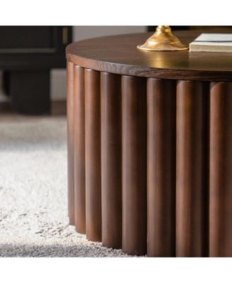 Round Lift-Top Coffee Table, Handcrafted Wooden Tea Table