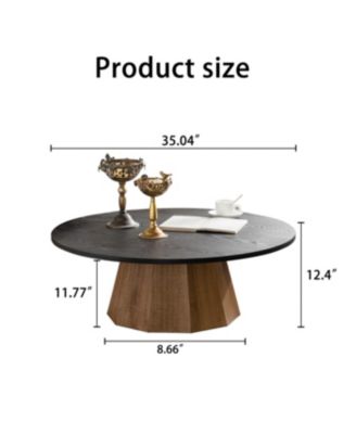 Round Coffee Table -Sturdy Wooden Tea Table for Living Room
