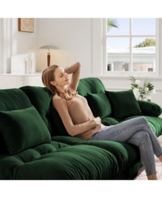 Cloud Couch Chenille 2 Seater Sofa with Pillows & Ottoman