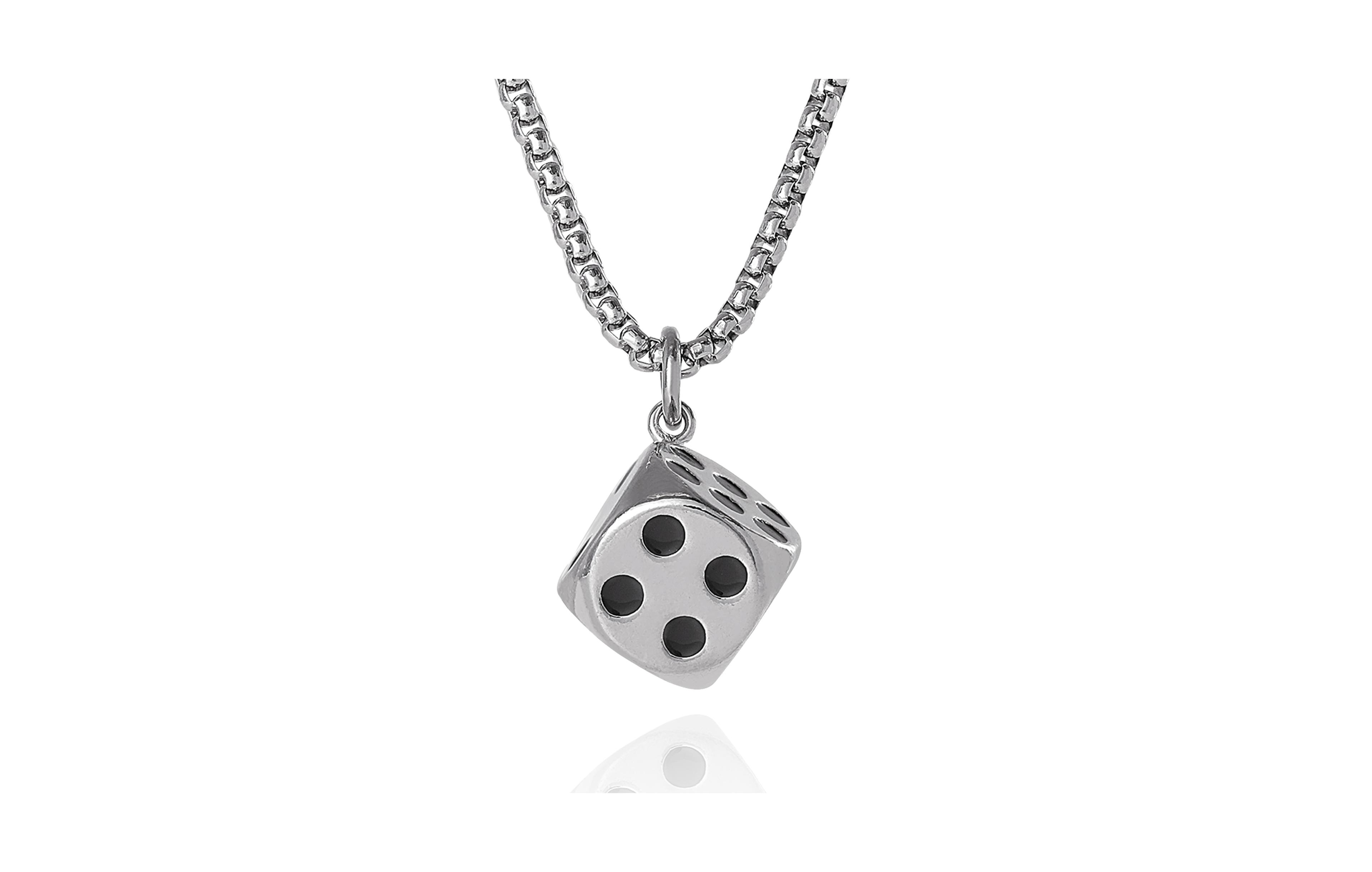 Lucky Brand Men s Dice Pendant Necklace - 22'' Stainless Steel Box Chain