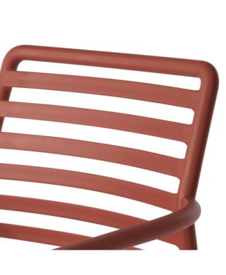 5-Piece Indoor Outdoor Metal Patio Dining Table Set With Stackable Plastic Patio Arm Chairs