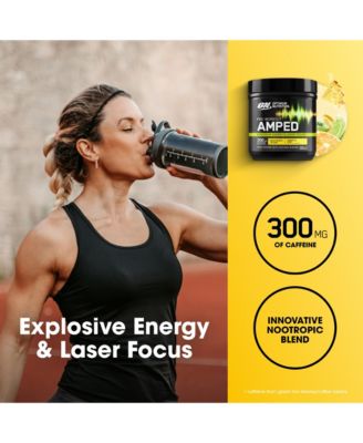 Pre-Workout Amped Powder, Tropical Fury, High Stim, Sugar-Free, Caffeine, 20 Servings