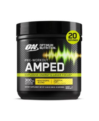 Pre-Workout Amped Powder, Tropical Fury, High Stim, Sugar-Free, Caffeine, 20 Servings