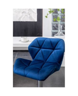 Breni Velvet Diamond Tufted Swivel Adjustable Height Barstool