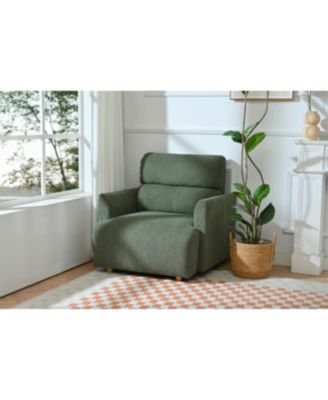 Oversized Dark Green Accent Armchair with Storage Ottoman