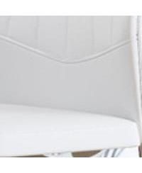 Set of 6 Silver & White Dining Chairs, 37" High, Ergonomic PU Backrest