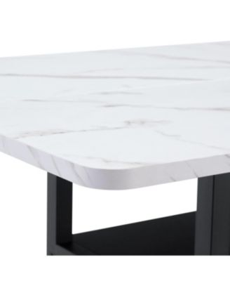  71" Dining Table with White Textured MDF Top & Storage Platform