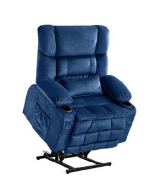 Dual Motor Large Power Lift Recliner Chair with Heat & Cup Holders, BLUE
