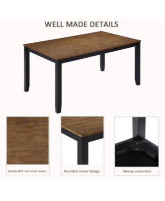 6-Piece Dining Table Set with Bench, Classic Wooden Dining Table for 6, Farmhouse Style