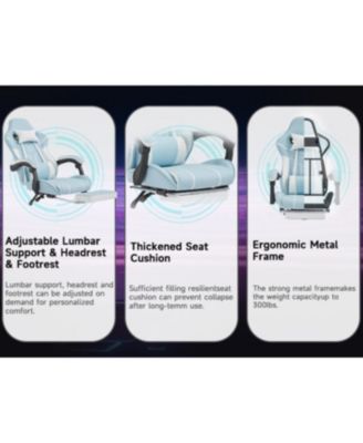  Gaming chair, Ergonomic computer chair with footrest and lumbar backrest