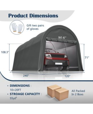 Anti-Snow 10x20 FT Carport, Commercial Grade Heavy Duty Portable Garage Canopy