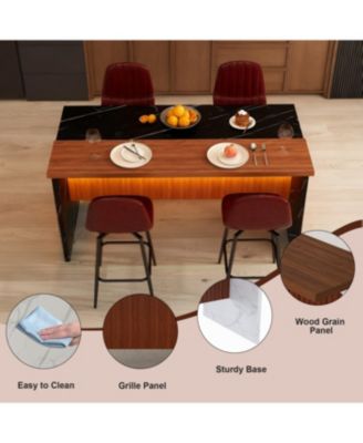 Marble Kitchen Island with LED Lighting & Grille Details