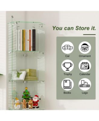  Premium 5-Tier Diamond Glass Display Case with 5 LED Modes