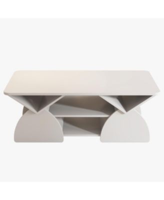  Engineered Wood Rounded Corner Rectangular Coffee Table with Storage