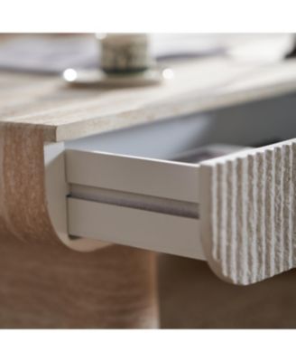 Coffee Table with Faux Marble Tabletop & Fluted Drawer