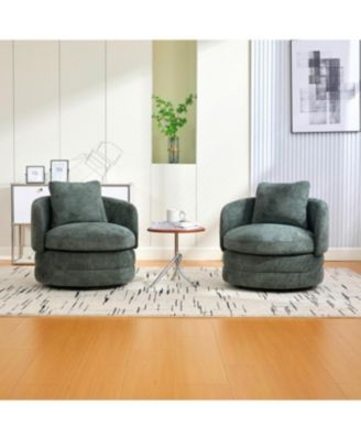 30"W Modern Round Swivel Barrel with Pillow