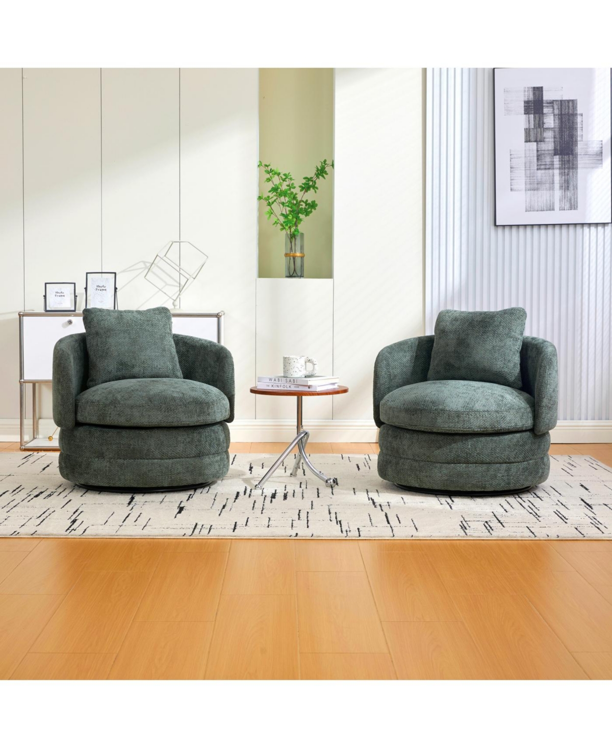 Streamdale Furniture 30"W Modern Round Swivel Barrel with Pillow