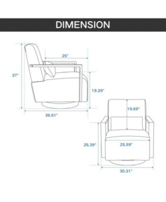 Modern Upholstered Swivel Accent Chair with Solid Wood Armrests - Beige