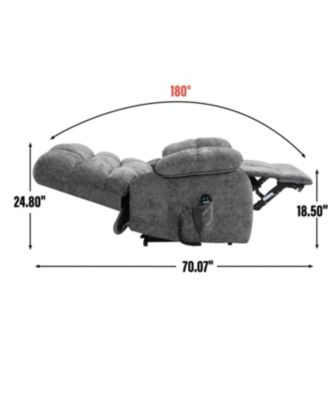 Lift Recliner Chair Heat Massage Dual Motor Infinite Position Grey
