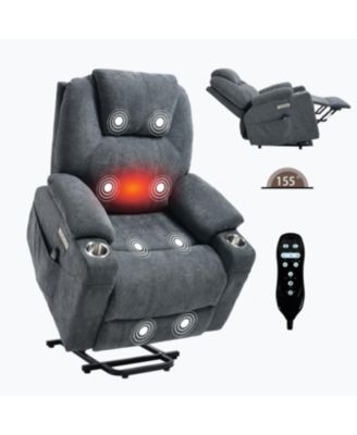 Power Lift Recliner Chair, 350 LBS Capacity, 8-Point Massage, Heating, USB/Type-C, Grey
