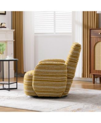Modern 360 Swivel Leisure Chair with Striped Armrest