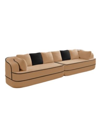 Streamdale Teddy Fabric 4-Seat Boneless Sofa, Camel