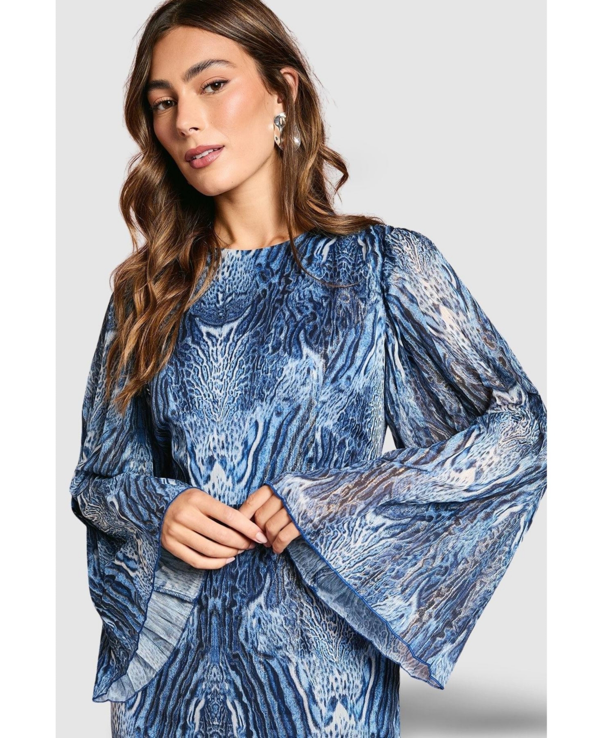 Coast Women's Flare Sleeve Animal Print Midi Dress