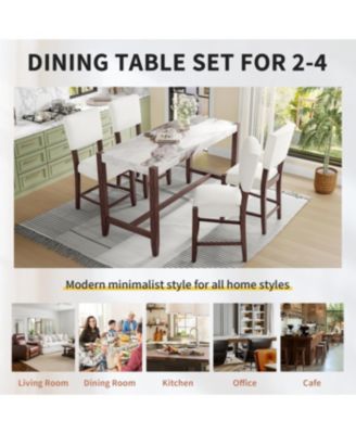 Streamdale 3-Piece Faux Marble Counter Height Dining Set for 2, Mid-century Modern
