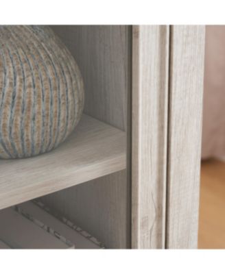 Streamdale Modern Tall Storage Cabinet with Glass Doors & Shelves - White Finish