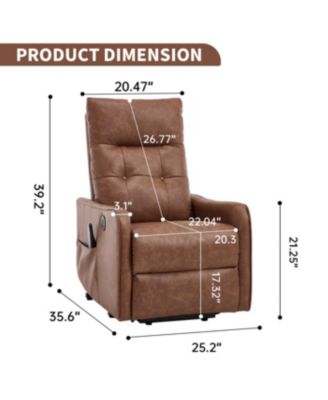 Brown PU Power Lift Recliner with Massage, Heat & USB for Elderly