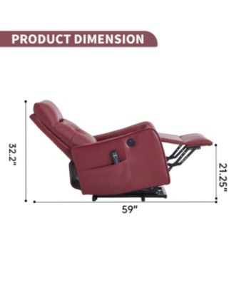 Streamdale Wine Red PU Power Lift Recliner Chair with Massage & Heat