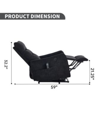  Black Chenille Power Lift Recliner Chair with Massage & Heat for Elderly