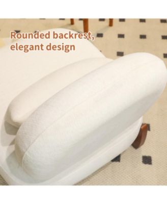 Streamdale Cute Velvet Accent Chair with Solid Wood Legs (White