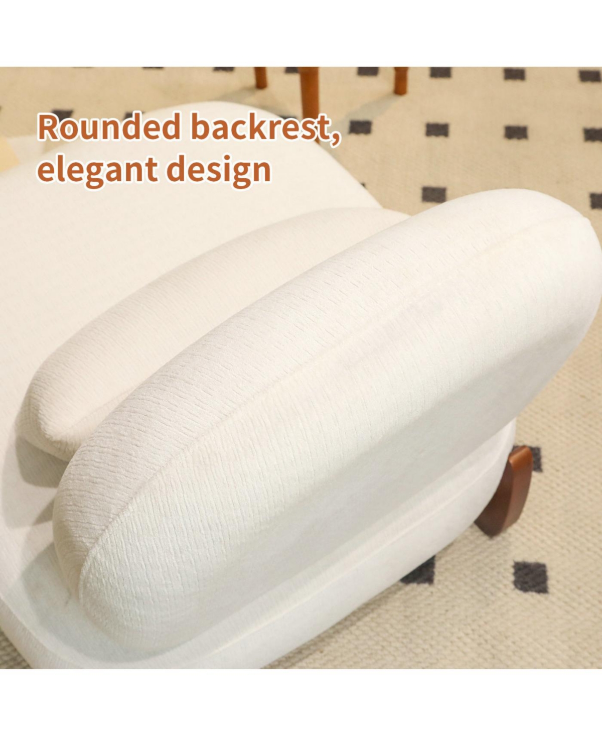 Streamdale Furniture Streamdale Cute Velvet Accent Chair with Solid Wood Legs (White