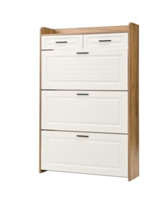 Two Drawers, Three-Fold Doors, Large Storage Shoe Cabinet