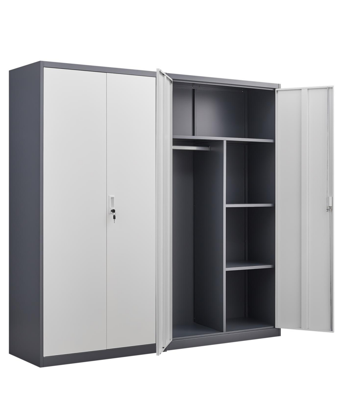 Streamdale Furniture Metal Large-Capacity Wardrobe with Hanging Rod and Compartments