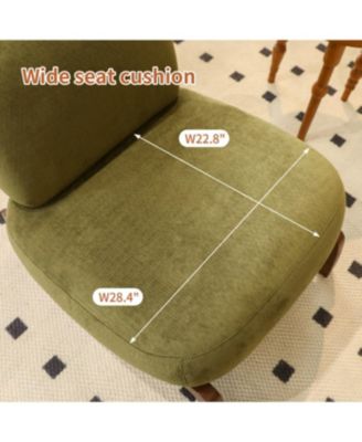 Streamdale Cute Velvet Accent Chair with Solid Wood Legs (Green