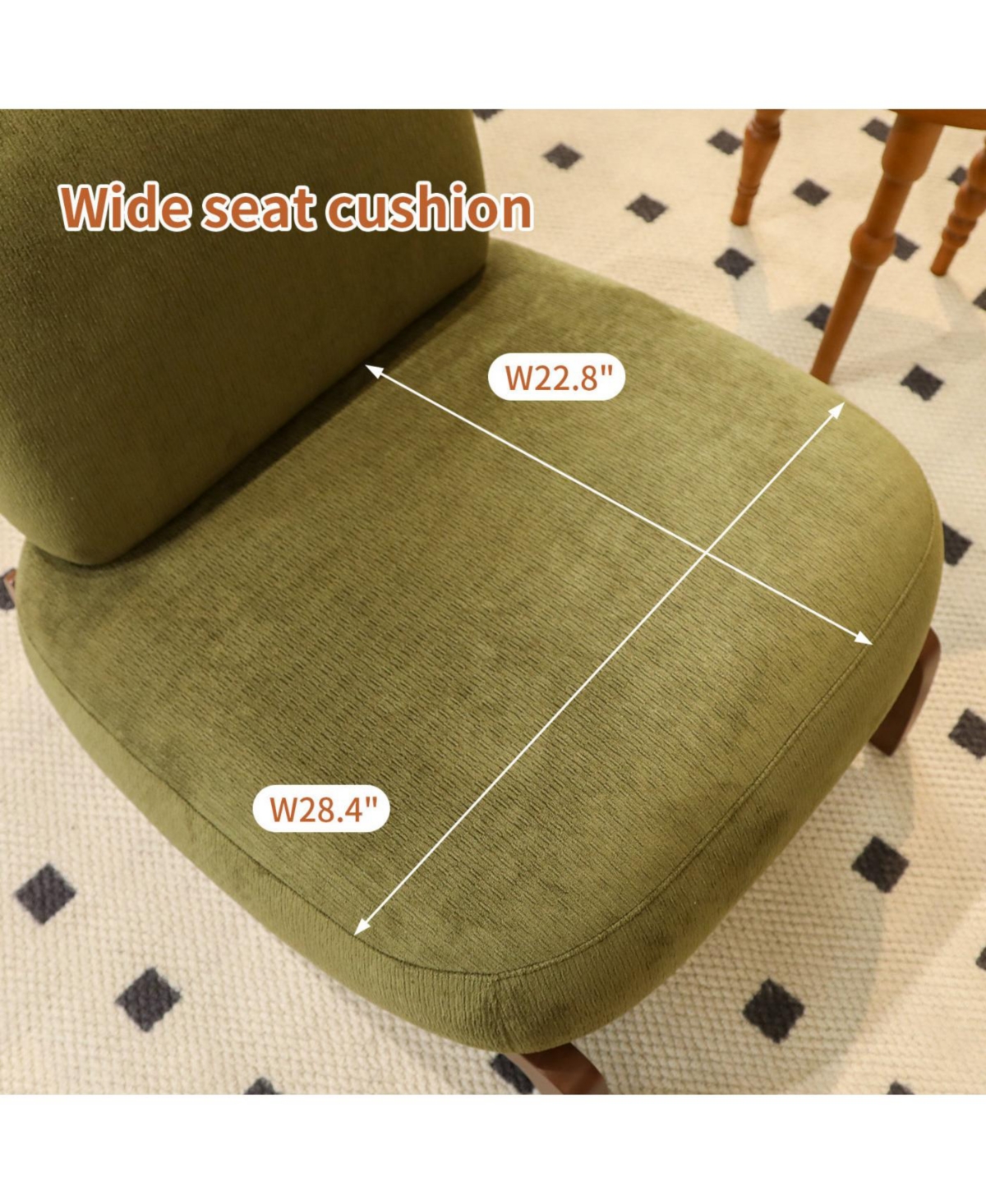 Streamdale Furniture Streamdale Cute Velvet Accent Chair with Solid Wood Legs (Green