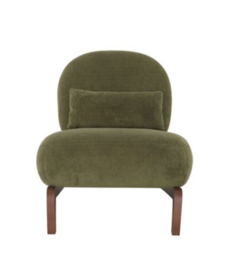 Streamdale Cute Velvet Accent Chair with Solid Wood Legs (Green