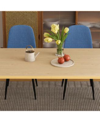 63-inch Farmhouse Industrial Dining Table Set with 4 Blue Chairs