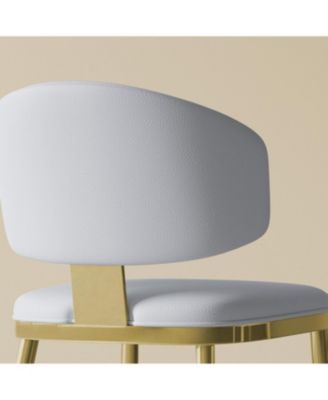 Streamdale Dining Chairs Set of 2, Modern PU Leather Metal Dining Chairs - White