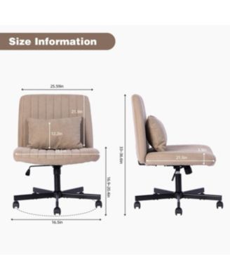 Criss Cross Linen Office Chair - Adjustable, Armless, for Home & More