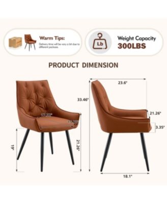  Dining Chairs Set of 4 Camel Faux Leather Metal Kitchen Chairs Gold Mesh Black Legs (Camel, Set of 4)