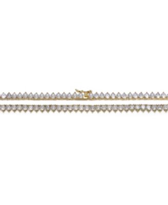 17" 14K Gold & White Gold Plated Tennis Necklace with CZ Stones