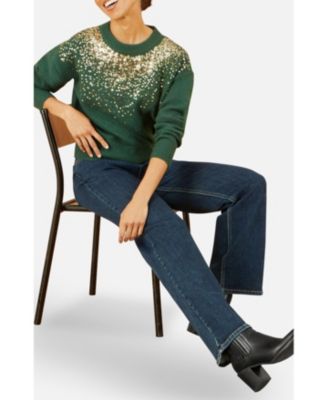 Women's Relaxed Knitted Sequin Sweater