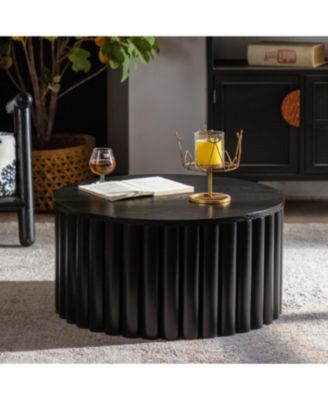 Round Lift-Top Coffee Table, Handcrafted Wooden Tea Table