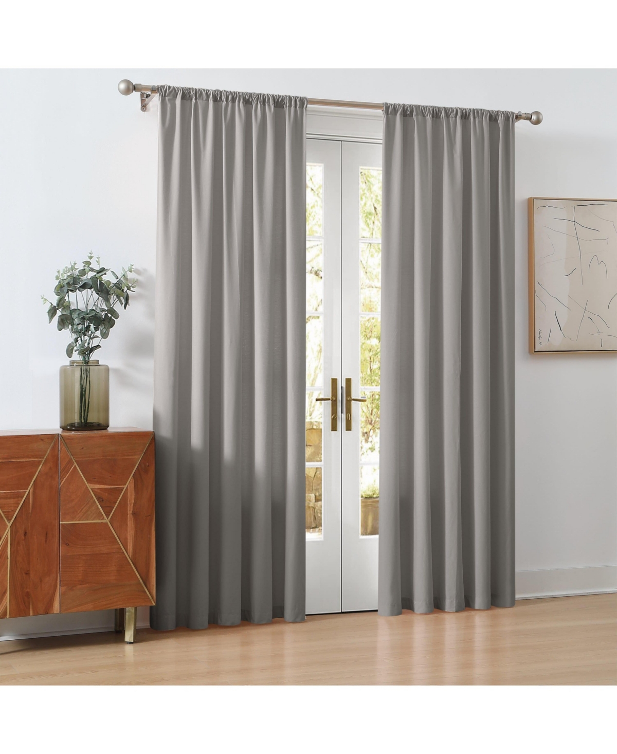 Cannon Percale 200 Thread Count Solid 100% Cotton Drape Pair 2 Piece Window Curtain