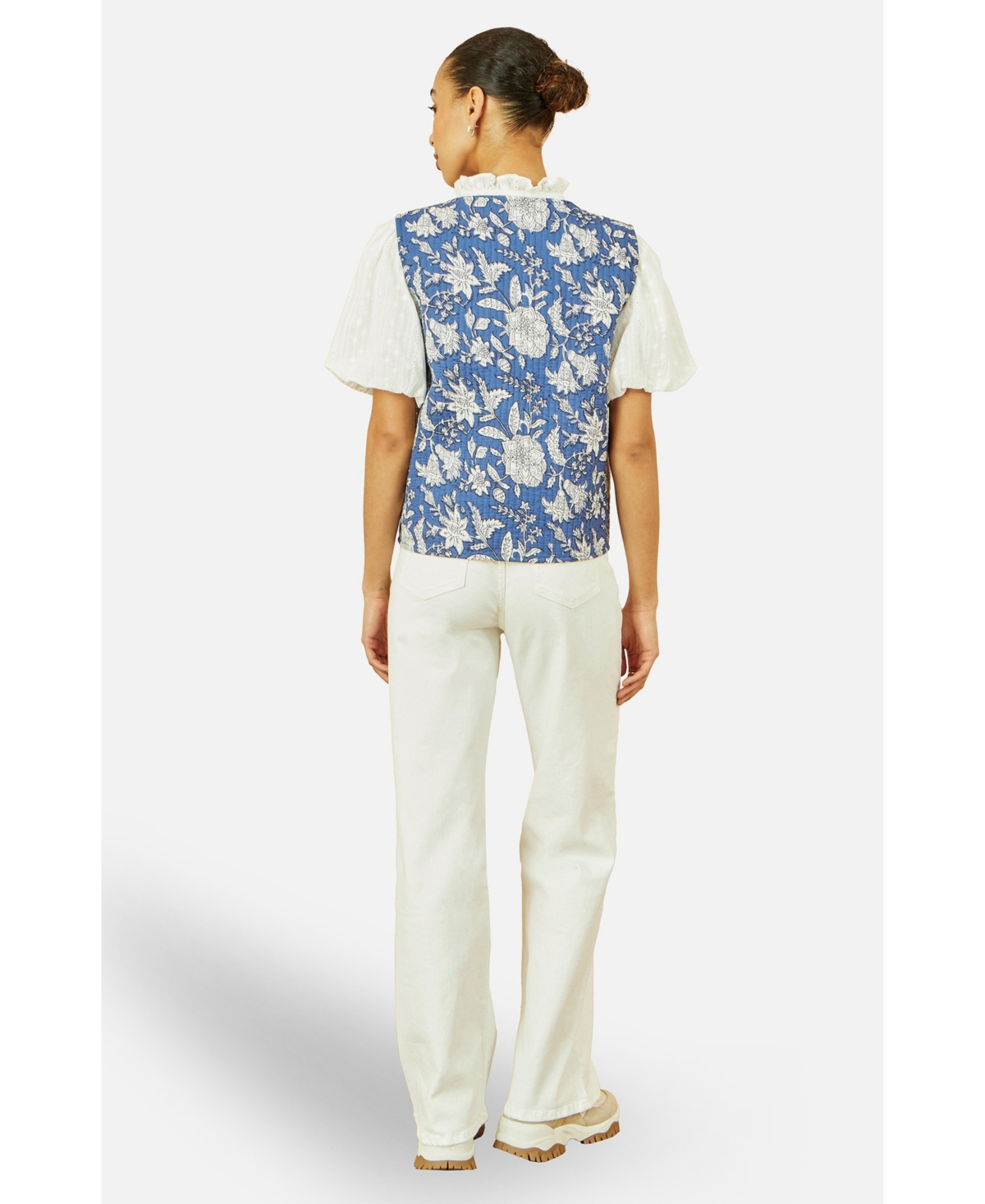 Yumi Women's Floral Reversible Quilted Vest Jacket