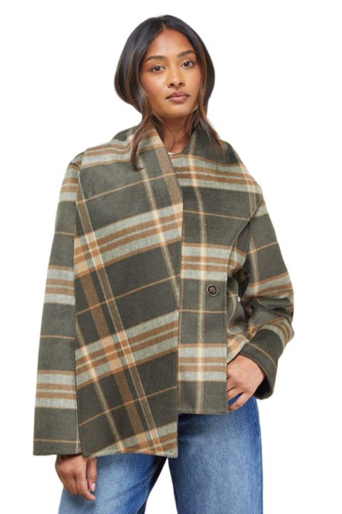 Женские куртки Oasis Check Scarf Longline Jacket Coat