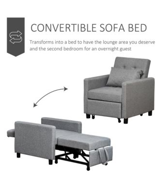 Convertible Sofa Bed Chaise Lounger with Tufted Upholste Fabric,